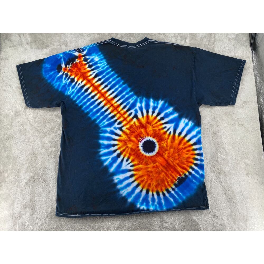 Handmade Tie Dye Guitar T Shirt 2XL Blue Orange Music Festival Tee - Picture 6 of 6